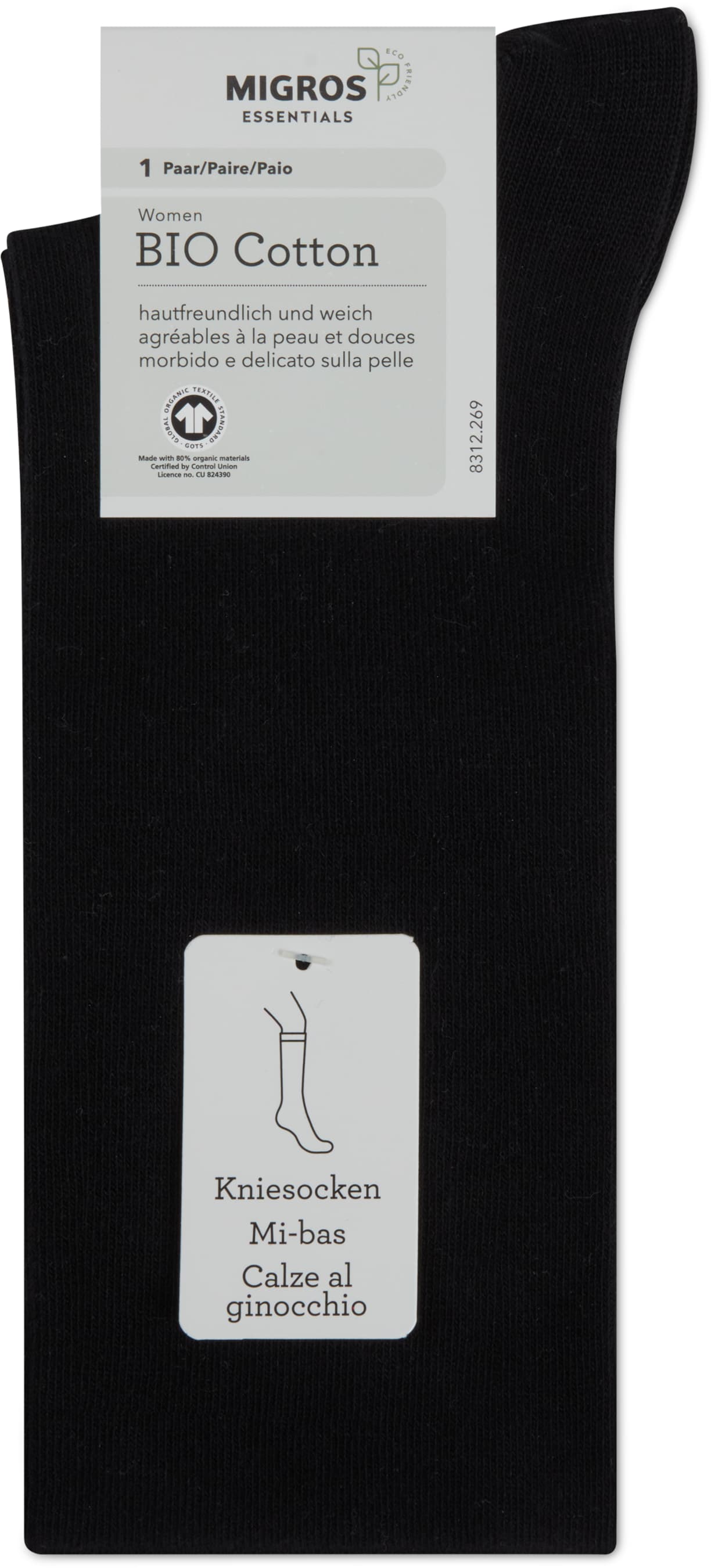 Damen Kniesocken Bio Cotton